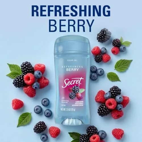 Secret Fresh Antiperspirant Deodorant for Women, 72hr Breathable Sweat & Odor Protection, Clear Gel, Refreshing Berry Scent, 5.2 oz (2.6 oz x 2) | PH Balancing Minerals thumbnail 8