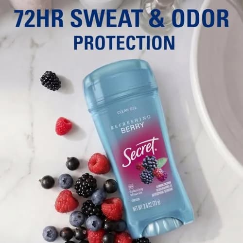 Secret Fresh Antiperspirant Deodorant for Women, 72hr Breathable Sweat & Odor Protection, Clear Gel, Refreshing Berry Scent, 5.2 oz (2.6 oz x 2) | PH Balancing Minerals thumbnail 3