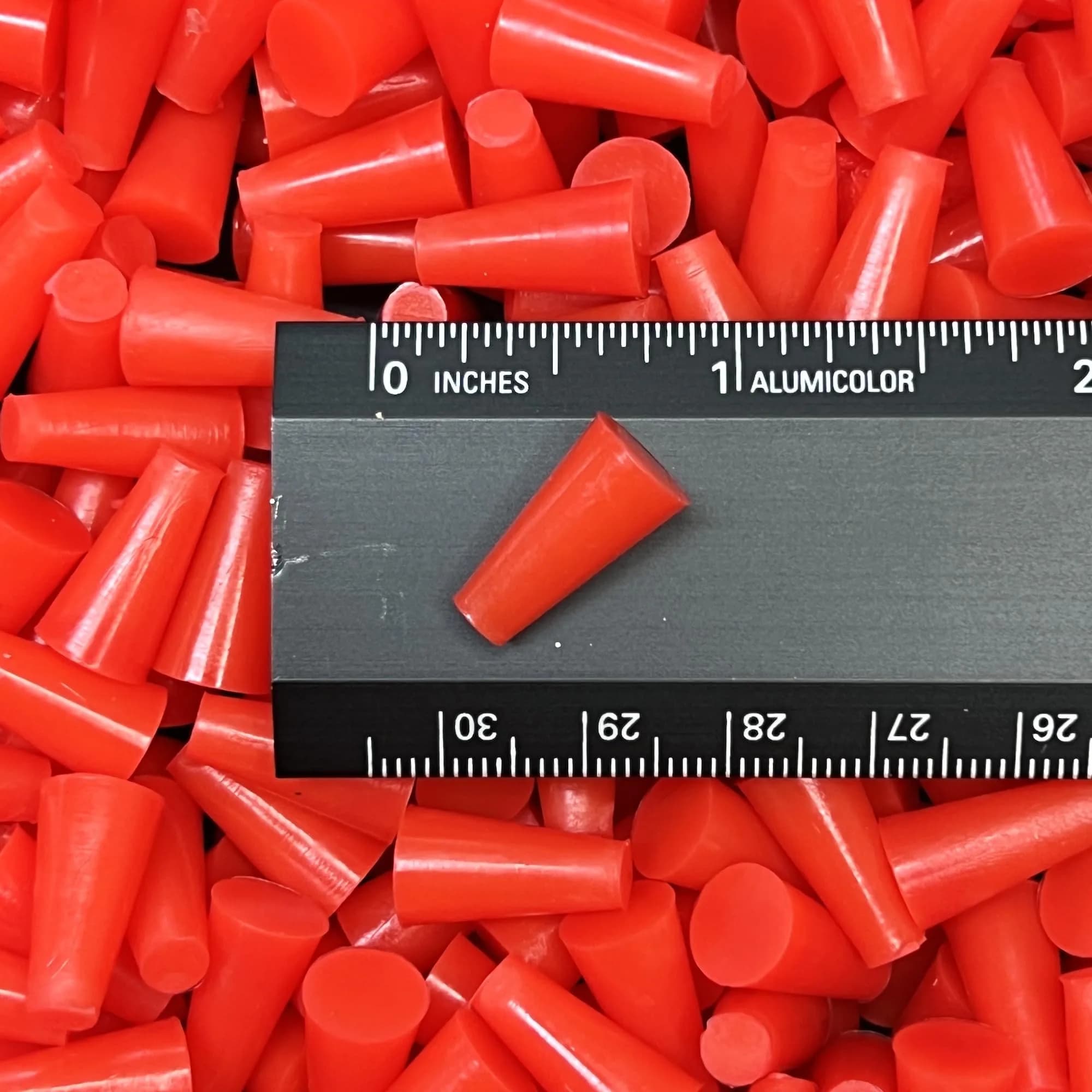 High Temp Masking Supply .187" x .343" (3/16 x 11/32) Silicone Rubber Plugs | Tapered Heat-Resistant, Reusable, 1000 Pack — Red
