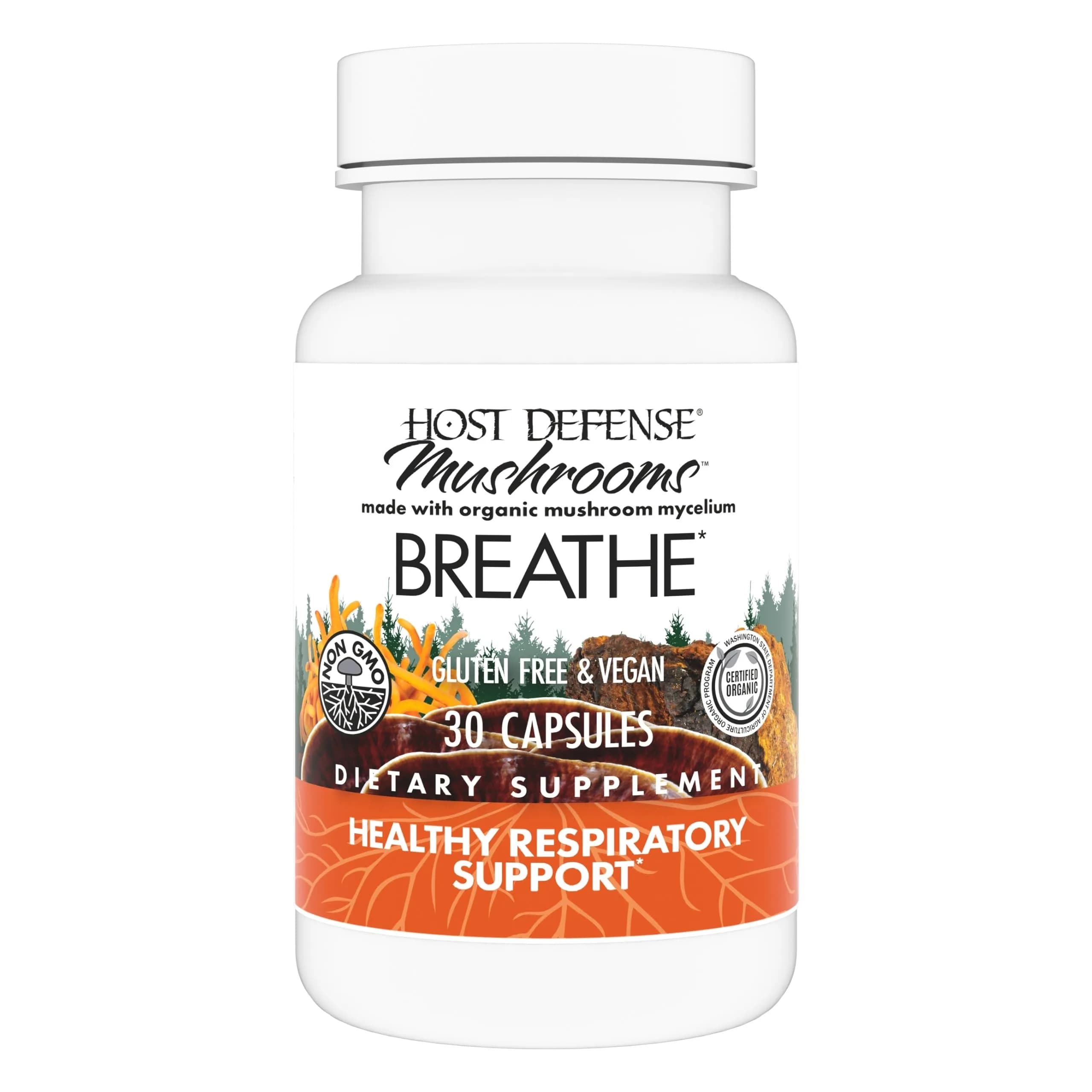 Host Defense Breathe Capsules, 30 Count | Supports Respiratory & Immune Health - main product image