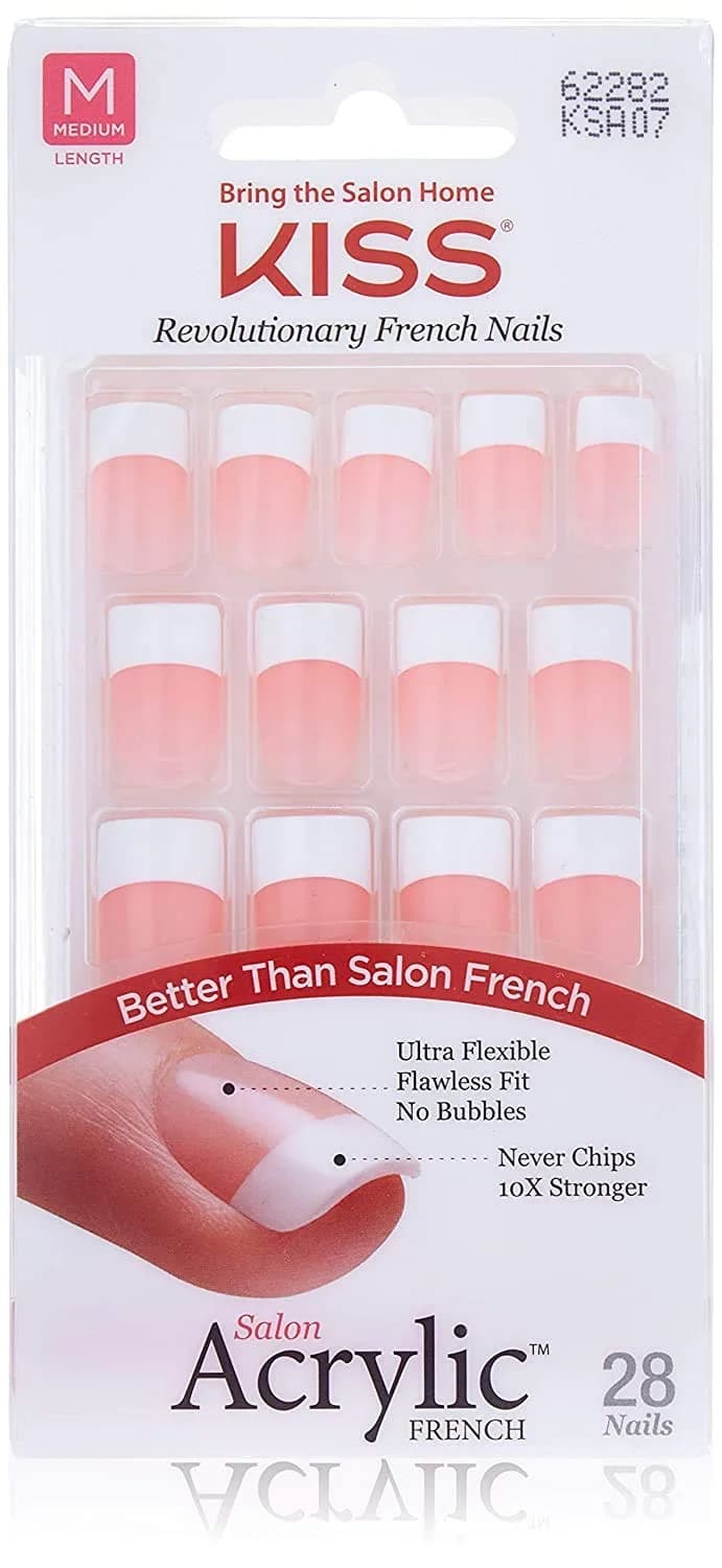 KISS Salon Acrylic French Kit Sure Thing Medium 28 Piece Assortment | Flawless Fit & 10x Stronger - main product image