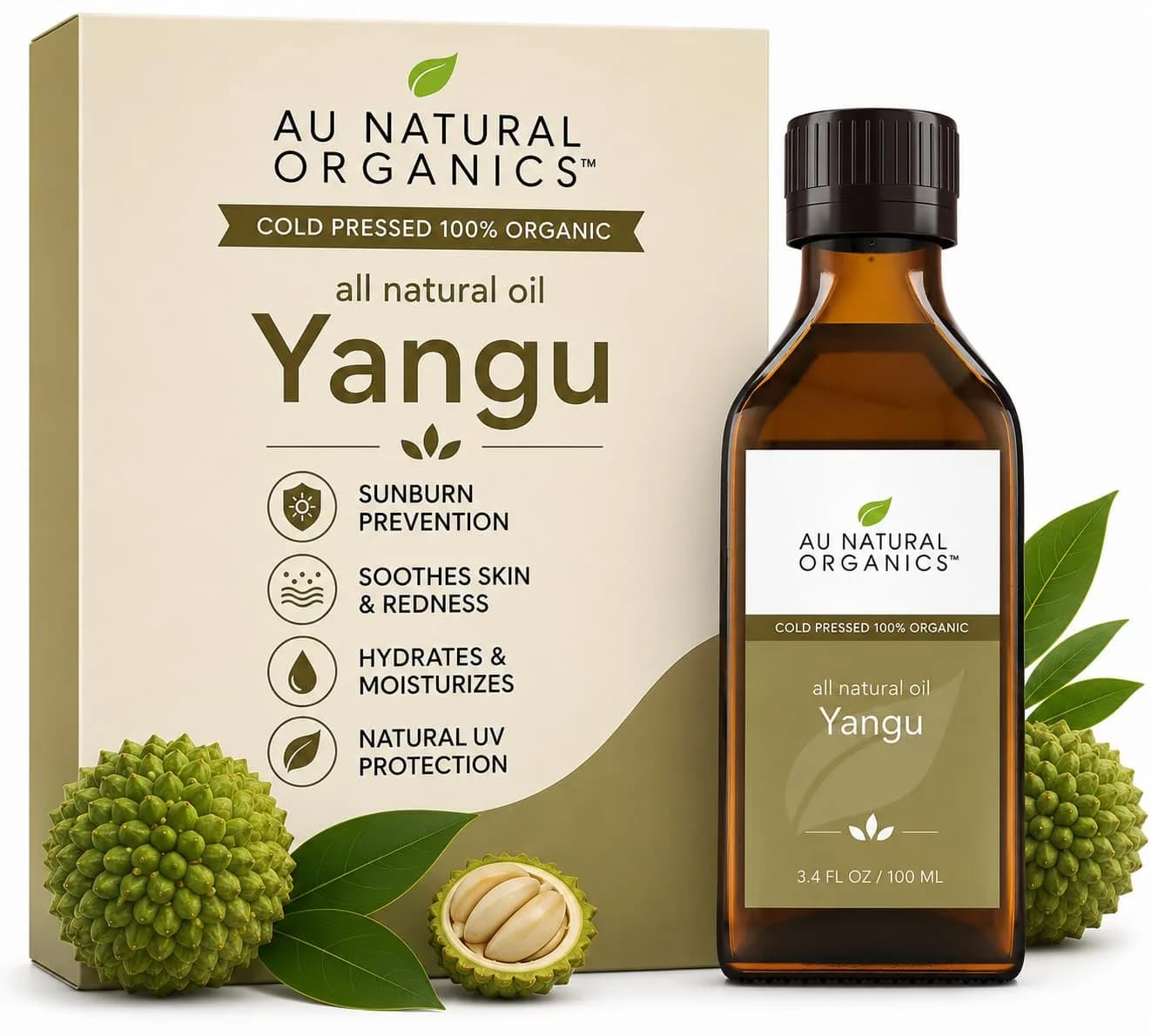 Au Natural Organics Yangu Oil for Sunburn Prevention & Skin Soothing | Hydrating, Non-Greasy Face & Body Moisturizer 3.4oz — Knee pads blue 4-462