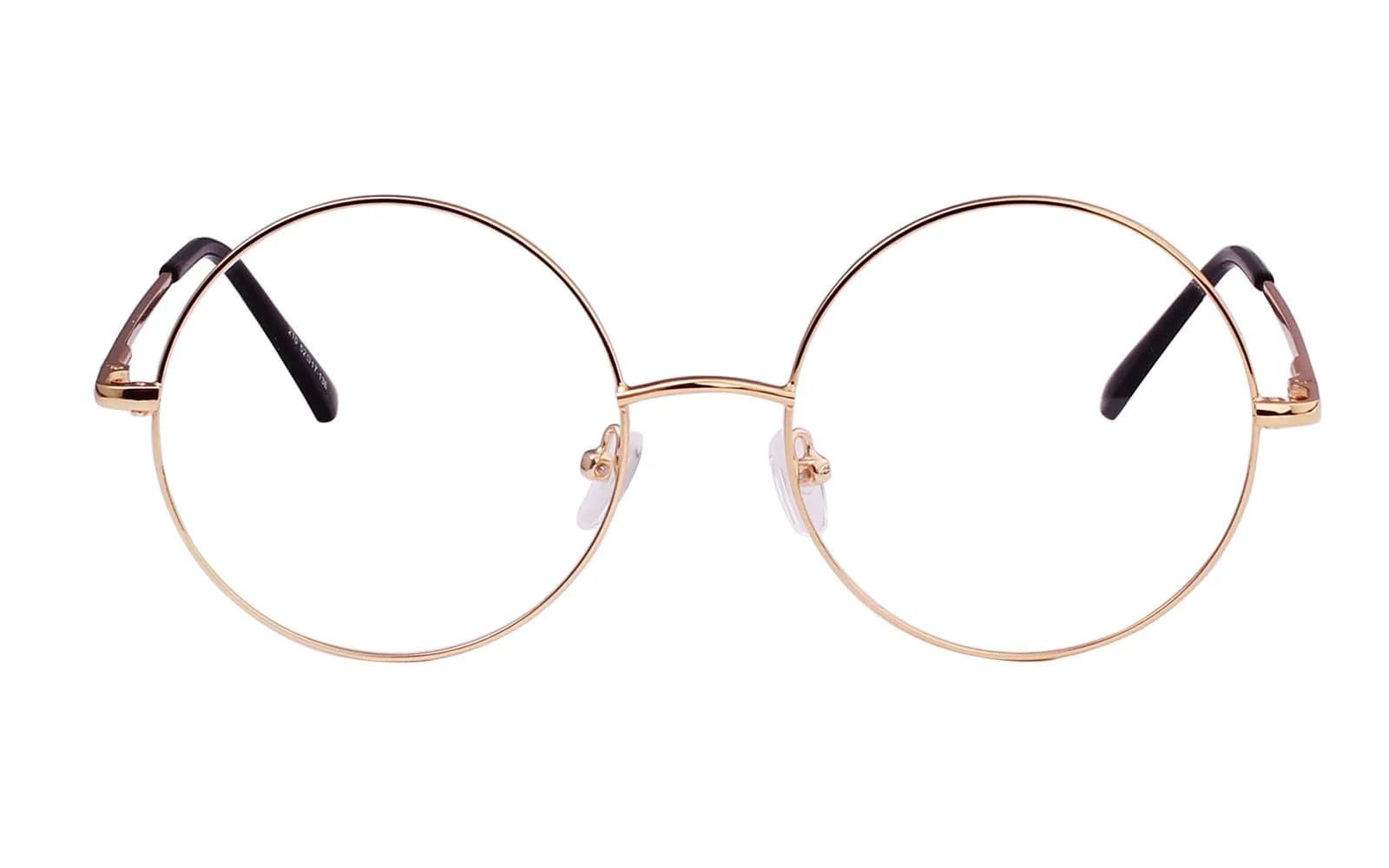 Agstum Retro Round Metal Non-Prescription Eyeglasses Frame with Clear Lens | Small to Large Sizes for Fashion & Costume — Gold