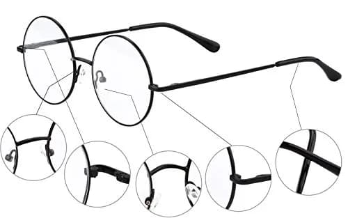 Agstum Retro Round Metal Non-Prescription Eyeglasses Frame with Clear Lens | Small to Large Sizes for Fashion & Costume thumbnail 5