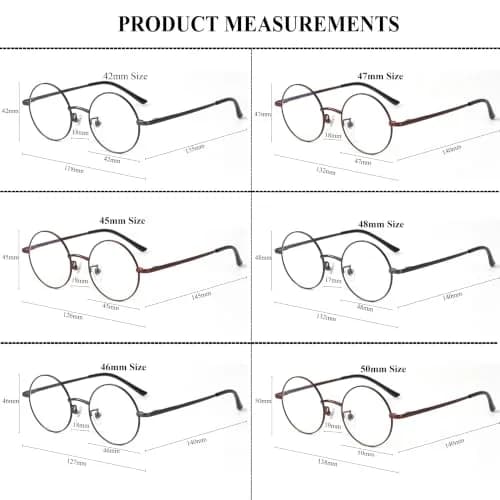 Agstum Retro Round Metal Non-Prescription Eyeglasses Frame with Clear Lens | Small Fit, Durable Metal, Fashion Accessory thumbnail 6