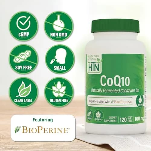 Health Thru Nutrition CoQ-10 100mg with BioPerine 120 Softgels | Heart & Energy Support thumbnail 3