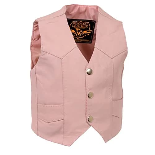 Milwaukee Leather SH2011PINK Girls Pink Leather Vest 2X-Large | Classic Three Snap Design, Fitted Fit, All Seasons thumbnail 1