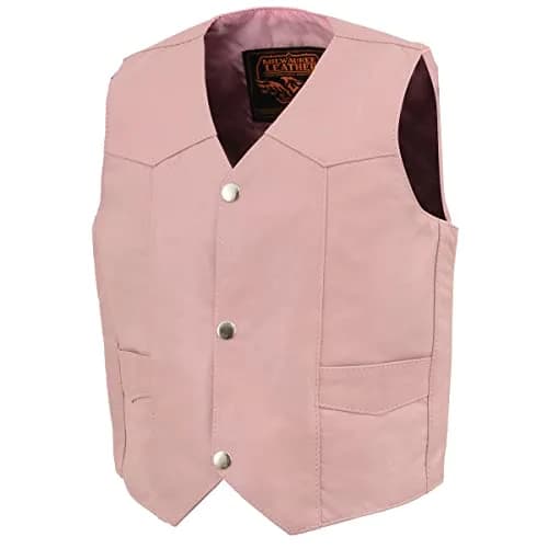 Milwaukee Leather SH2011PINK Girls Pink Leather Vest 2X-Large | Classic Three Snap Design, Fitted Fit, All Seasons thumbnail 5