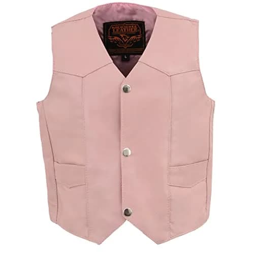 Milwaukee Leather SH2011PINK Girls Pink Leather Vest 2X-Large | Classic Three Snap Design, Fitted Fit, All Seasons thumbnail 6