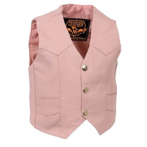 Milwaukee Leather SH2011PINK Girls Pink Leather Vest 2X-Large | Classic Three Snap Design, Fitted Fit, All Seasons thumbnail 7