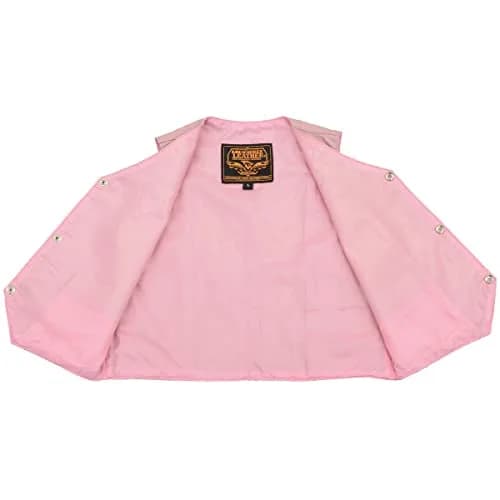 Milwaukee Leather SH2011PINK Girls Pink Leather Vest 2X-Large | Classic Three Snap Design, Fitted Fit, All Seasons thumbnail 3