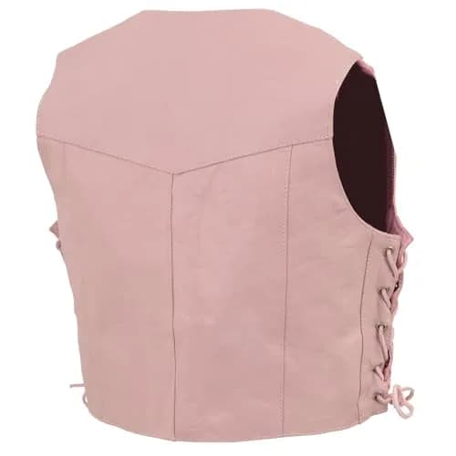 Milwaukee Leather Girls' Pink Side Lace Vest (X-Small) | Kids Motorcycle Vest with Classic Snap Front thumbnail 4