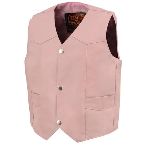 Milwaukee Leather Girls' Pink Side Lace Vest (X-Small) | Kids Motorcycle Vest with Classic Snap Front thumbnail 7