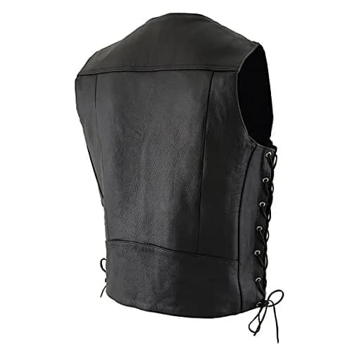 Milwaukee Leather ML1369 Men's Black Premium Leather Side Lace Motorcycle Vest | Buffalo Nickel Snaps Closure thumbnail 6