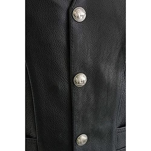 Milwaukee Leather ML1369 Men's Black Premium Leather Side Lace Motorcycle Vest | Buffalo Nickel Snaps Closure thumbnail 8