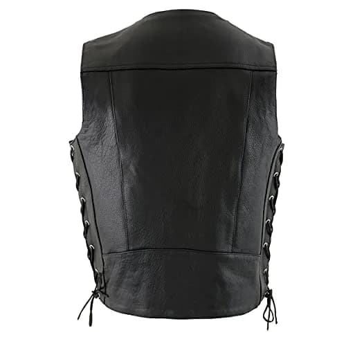 Milwaukee Leather ML1369 Men's Black Premium Leather Side Lace Motorcycle Vest | Buffalo Nickel Snaps Closure thumbnail 3