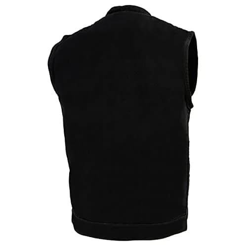 Milwaukee Leather MDM3000 Men's Black Denim Vest | Quick Draw Dual Closure Biker Style thumbnail 7