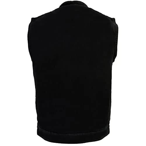 Milwaukee Leather MDM3000 Men's Black Denim Vest | Quick Draw Dual Closure Biker Style thumbnail 8