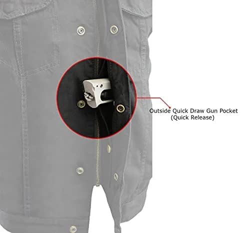 Milwaukee Leather MDM3000 Men's Black Denim Vest | Quick Draw Dual Closure Biker Style thumbnail 3
