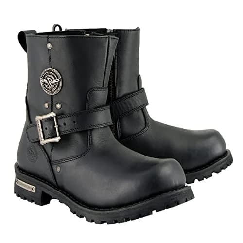 Milwaukee Leather Men's Black 6-inch Classic Engineer Motorcycle Boots | Waterproof Cowhide, Side Zipper, Oil-Resistant Outsole thumbnail 1