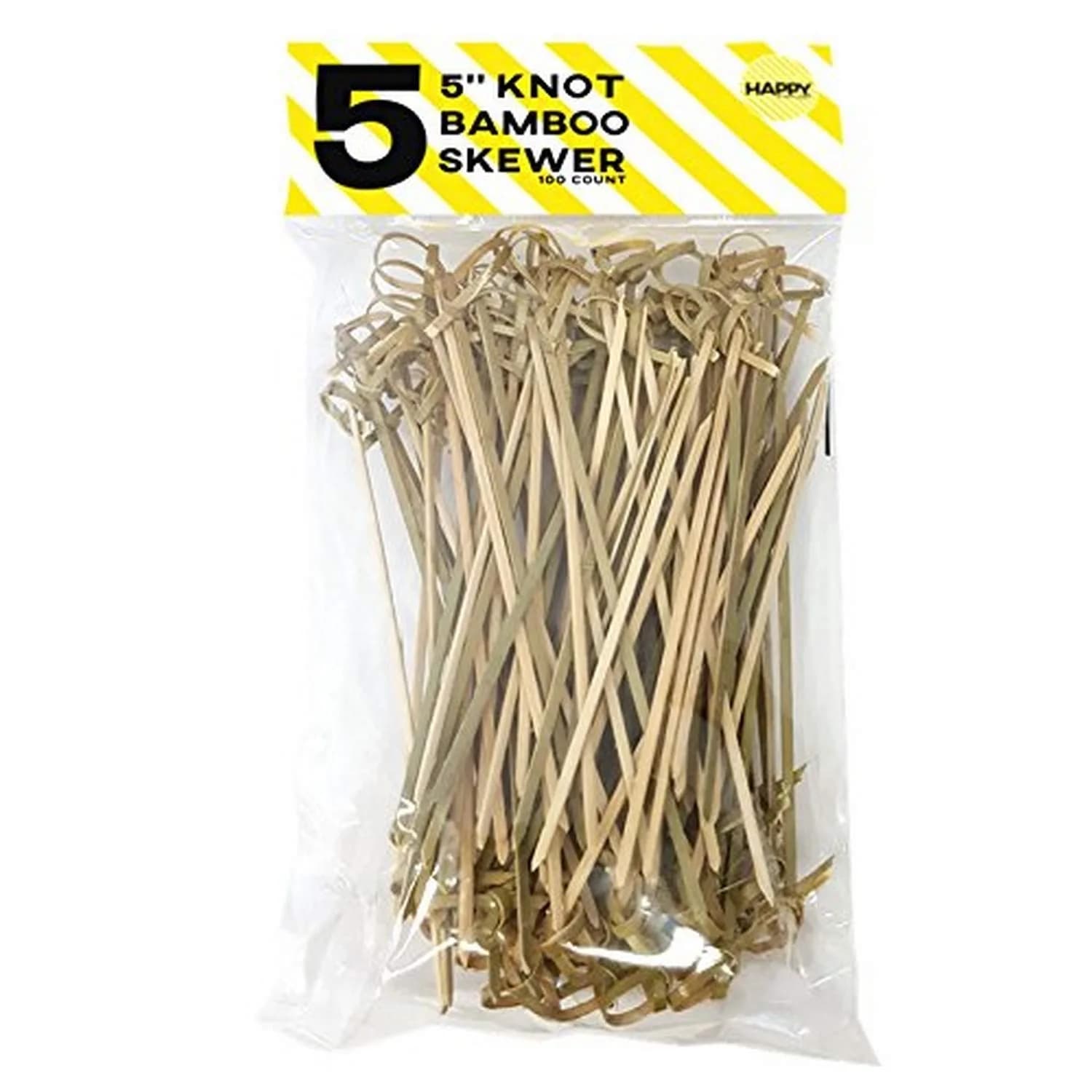 Happy Sales Bamboo Knot Skewers 5" | Eco-Friendly Food Picks for Entertaining & Grilling