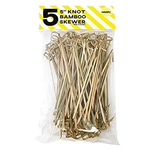 Happy Sales Bamboo Knot Skewers 5" | Eco-Friendly Food Picks for Entertaining & Grilling thumbnail 1