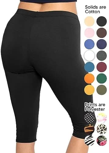 STRETCH IS COMFORT Women's Cotton Knee Length Leggings Black X-Large | Breathable, Stretchy Comfort for All-Day Wear thumbnail 3