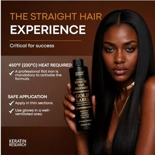 Keratin Research Gold 240ml Hair Care Agent | Hair Straightening & Frizz Control for All Hair Types thumbnail 7