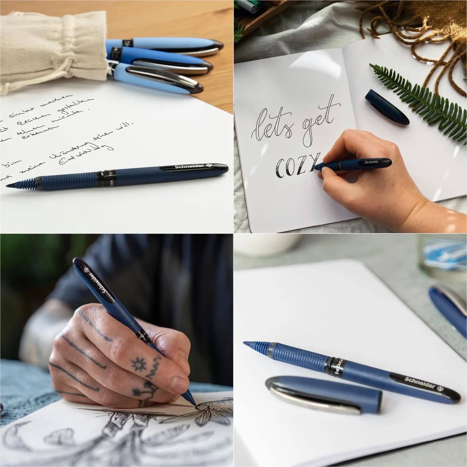 Schneider One Business Rollerball Pen, 0.6 mm Ultra-Smooth Tip, Blue Barrel, Black Ink, Box of 10 Pens | Waterproof & Fade-Resistant - view 3