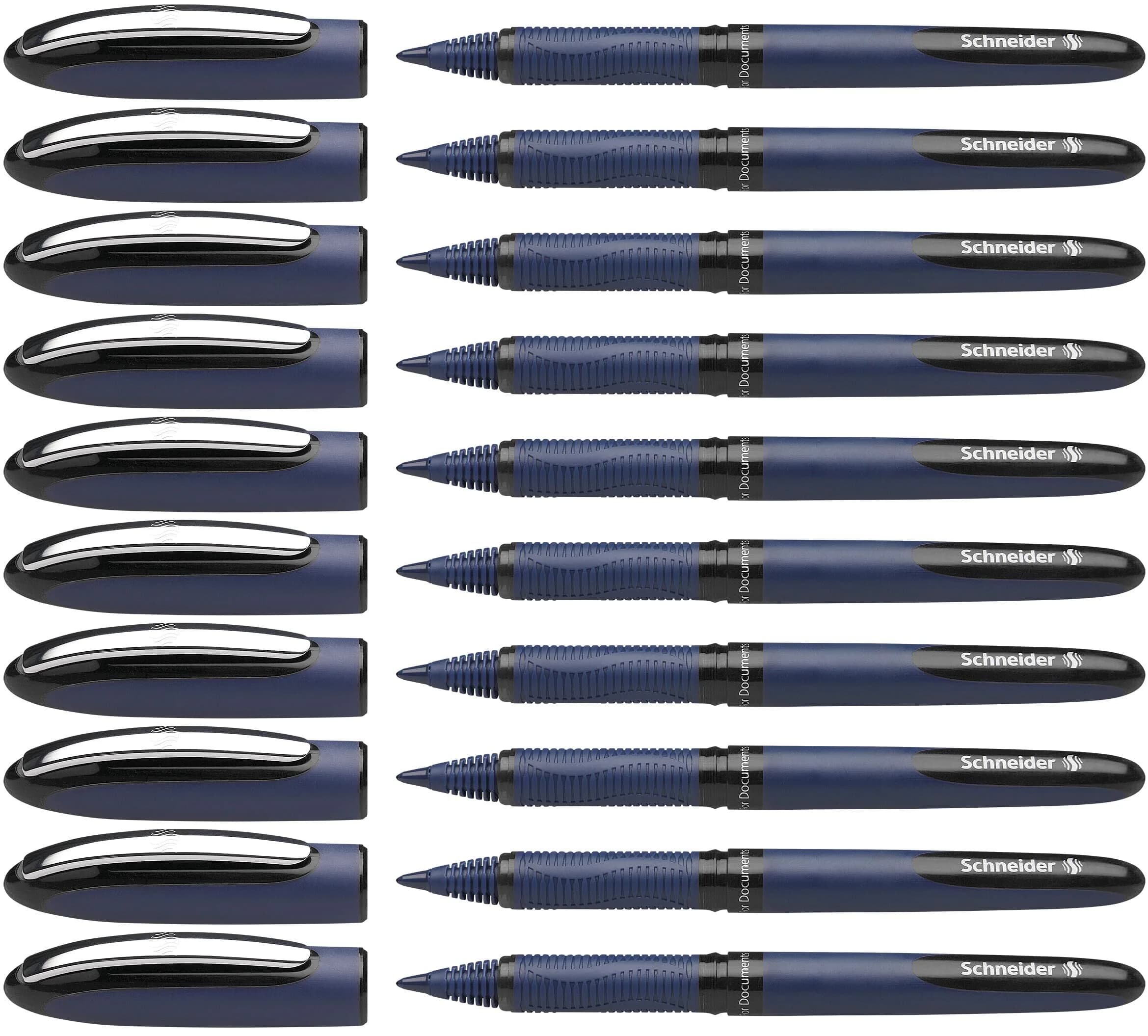 Schneider One Business Rollerball Pen, 0.6mm Fine Tip, Red Ink, Box of 10 Pens | ISO 14145-2 Waterproof — Black