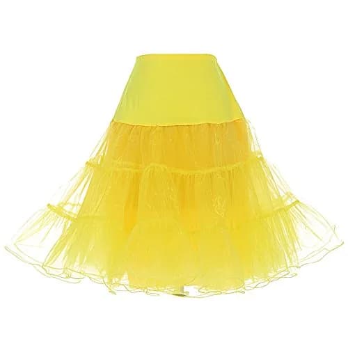 DRESSTELLS Women's Vintage Rockabilly Petticoat Tutu Yellow Small/Medium | 1950s Style Fluffy Underskirt thumbnail 1