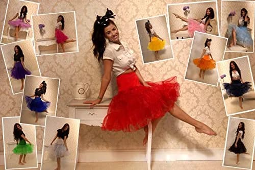 DRESSTELLS Women's Vintage Rockabilly Petticoat Tutu Yellow Small/Medium | 1950s Style Fluffy Underskirt thumbnail 5