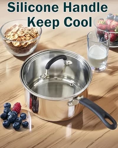Cook N Home 10-Piece Stainless Steel Cookware Set | Induction Compatible, Oven Safe to 400°F, Dishwasher Safe thumbnail 4