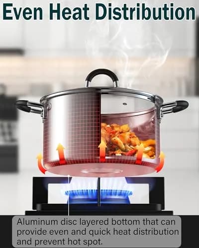 Cook N Home 10-Piece Stainless Steel Cookware Set | Induction Compatible, Oven Safe to 400°F, Dishwasher Safe thumbnail 5
