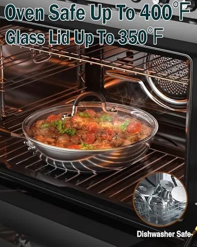 Cook N Home 10-Piece Stainless Steel Cookware Set | Induction Compatible, Oven Safe to 400°F, Dishwasher Safe thumbnail 7