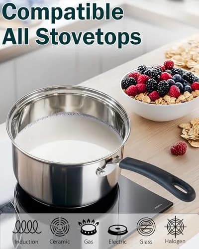Cook N Home 10-Piece Stainless Steel Cookware Set | Induction Compatible, Oven Safe to 400°F, Dishwasher Safe thumbnail 3