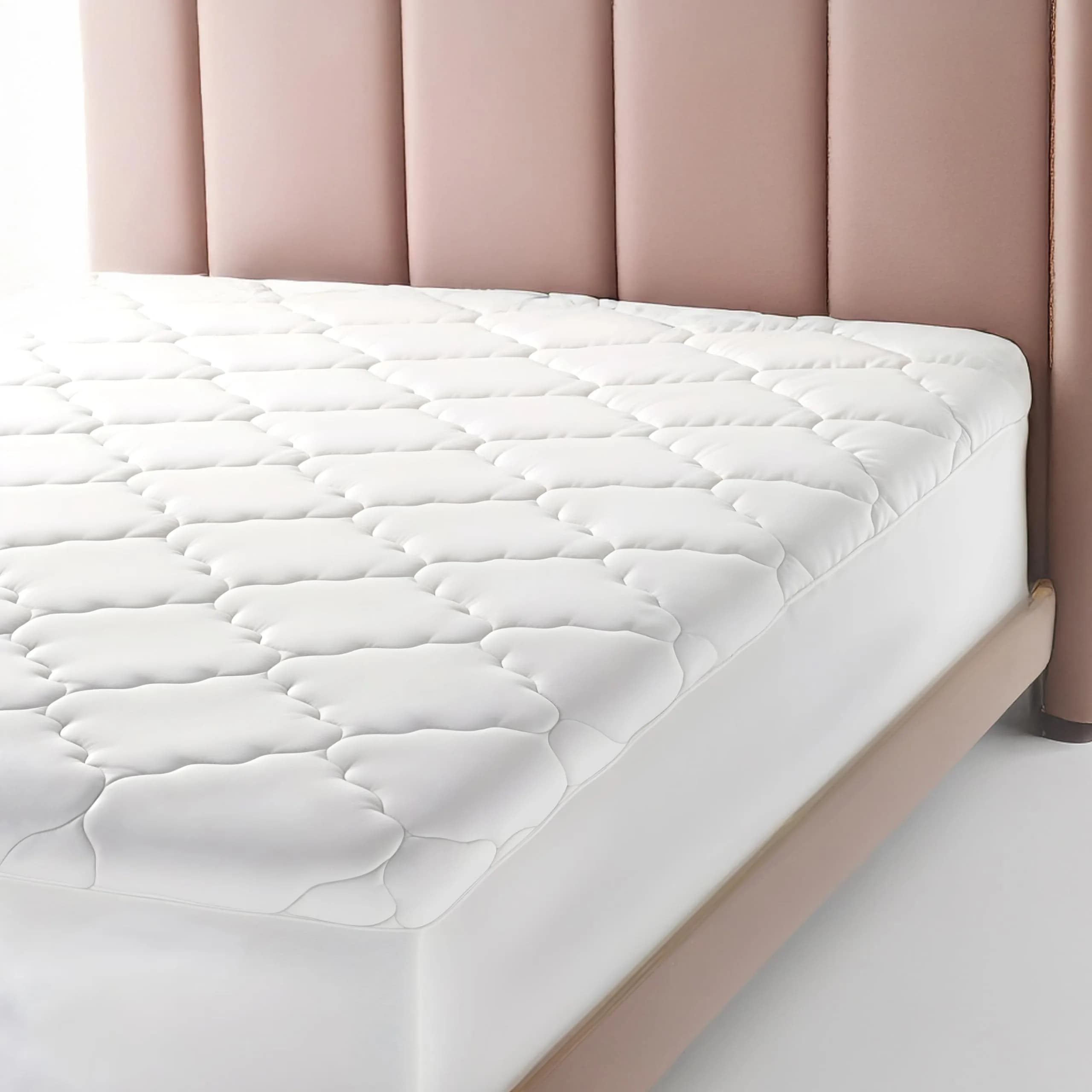 MICROPUFF Fitted Mattress Pad Full XL Size 54" x 80" | Breathable, Stretchable & Easy to Wash