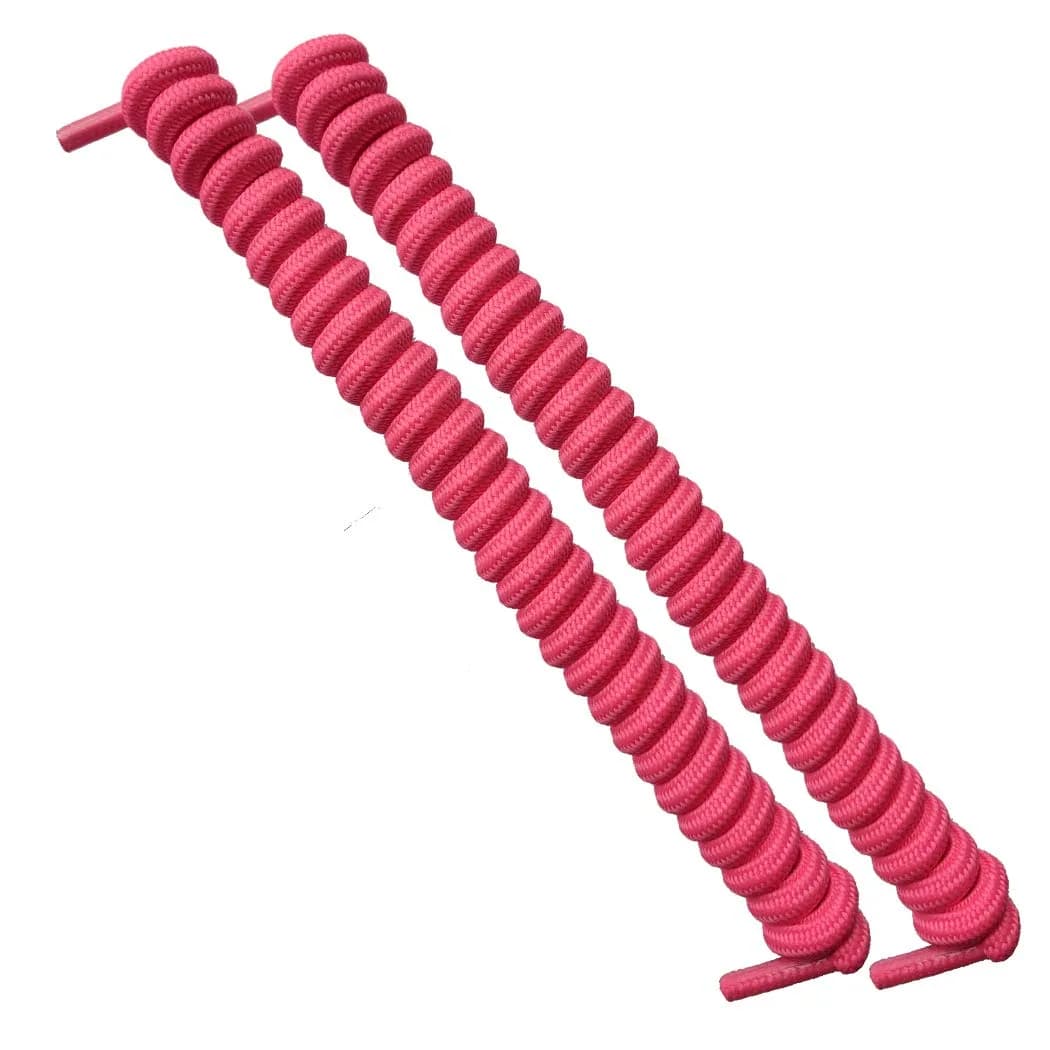 FOOTMATTERS No Tie Shoe Laces for Kids and Adults - Elastic Curly Shoelaces for Sneakers - Pink - 1 Pair | Slip-On Comfort