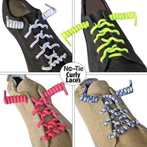 FOOTMATTERS No Tie Shoe Laces for Kids and Adults - Elastic Curly Shoelaces for Sneakers - Pink - 1 Pair | Slip-On Comfort thumbnail 2