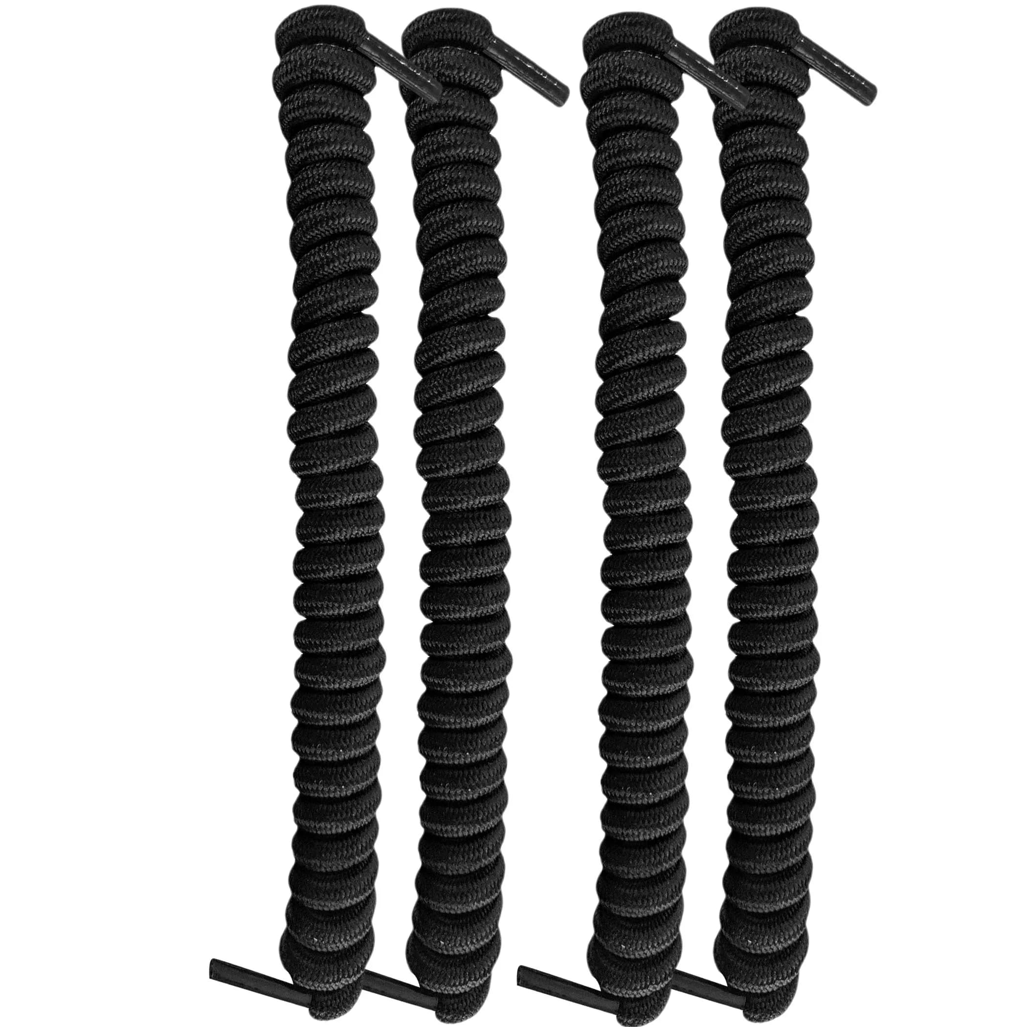 FOOTMATTERS No Tie Shoe Laces for Kids and Adults | Elastic Curly Shoelaces for Sneakers | Black | 1 Pair — Black - 2 Pairs