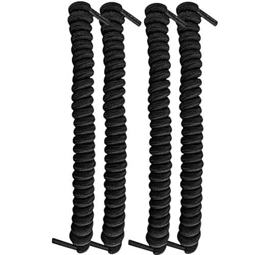 FOOTMATTERS No Tie Shoe Laces for Kids and Adults - Elastic Curly Shoelaces for Sneakers - Black - 2 Pairs thumbnail 1
