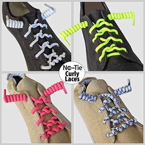 FOOTMATTERS No Tie Shoe Laces for Kids and Adults - Elastic Curly Shoelaces for Sneakers - Black - 2 Pairs thumbnail 2