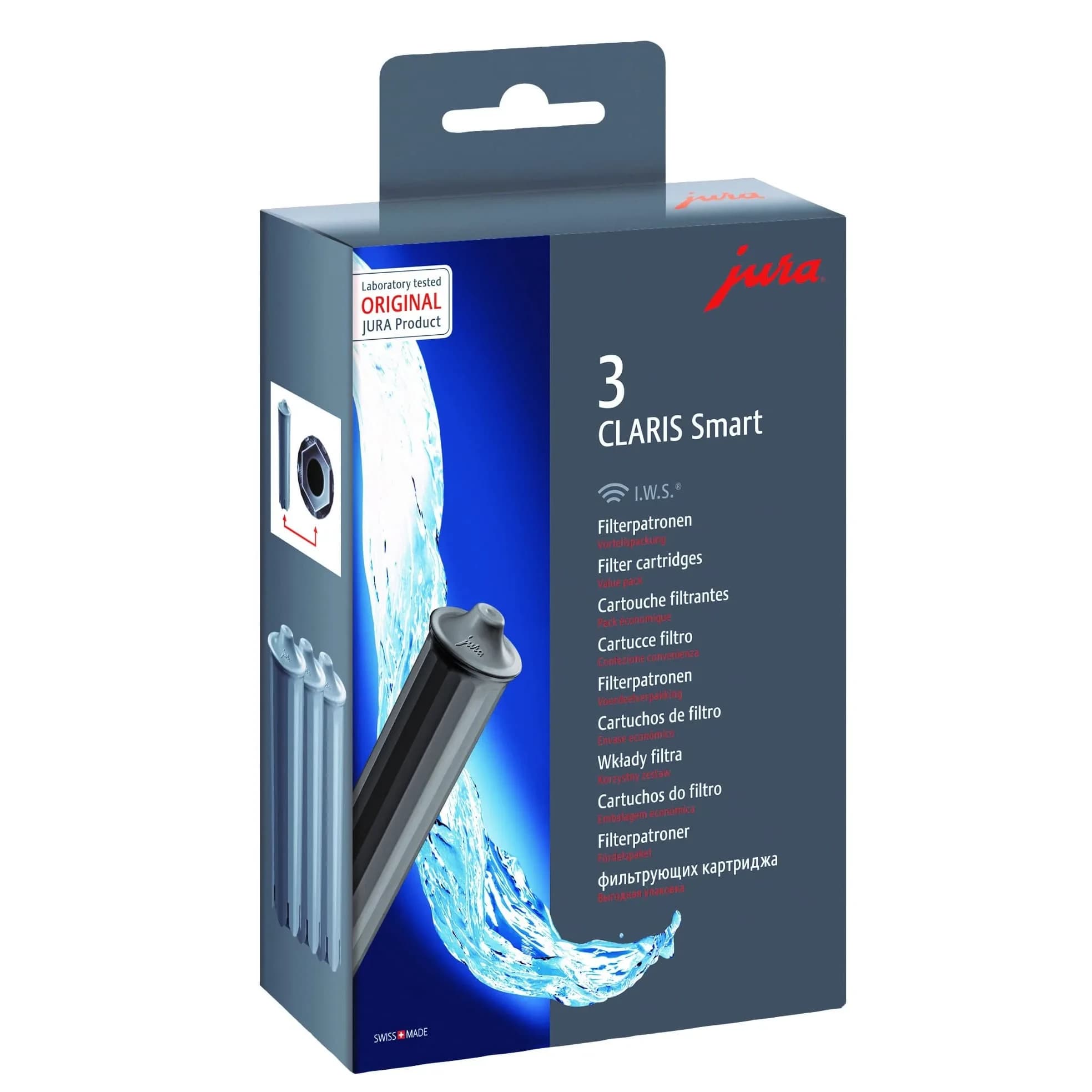 Jura Claris Smart Water Filter Cartridge Grey 3-Piece Set | RFID-Enabled for Jura Coffee Machines