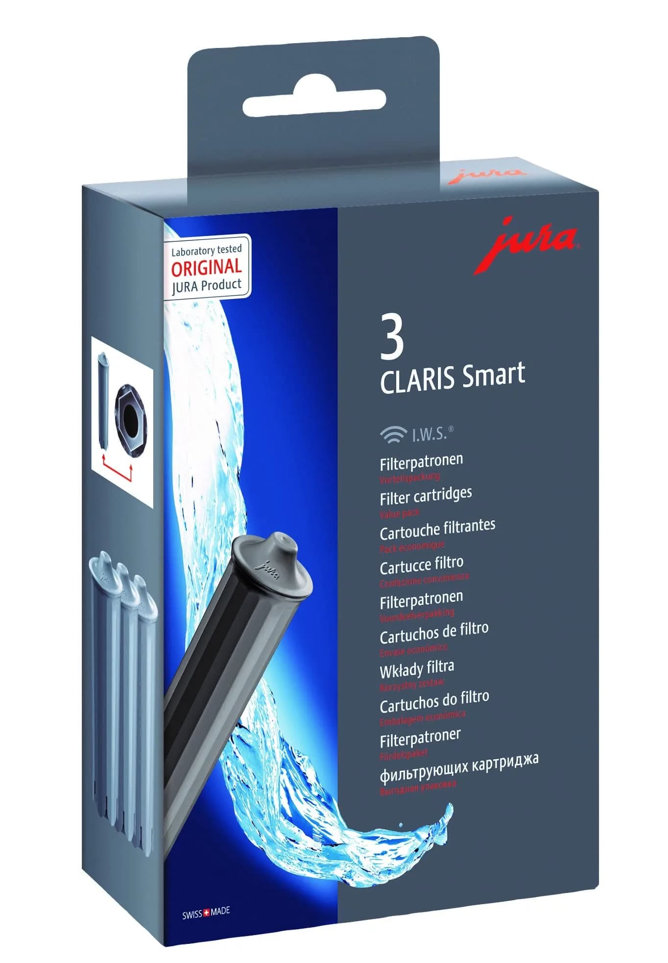 Jura Claris Smart Water Filter Cartridge Grey 3-Piece Set | RFID-Enabled for Jura Coffee Machines - main product image