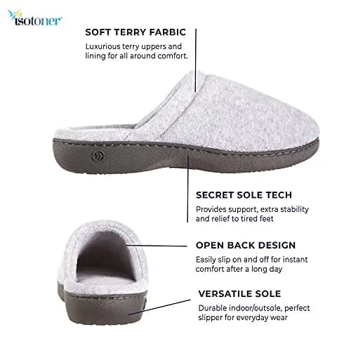 isotoner Women's Indoor/Outdoor Slip-on Secret Sole Clog Slippers Navy 6.5-7 | Memory Foam Comfort & Heal Support thumbnail 3
