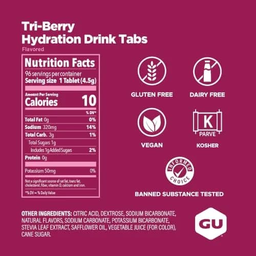 GU Energy Hydration Electrolyte Drink Tablets, 8-Count (96 Servings), Tri-Berry | Electrolyte-rich hydration for active lifestyles thumbnail 3