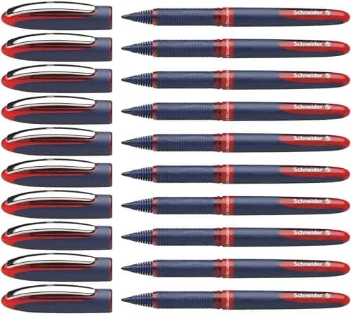 Schneider One Business Rollerball Pen, 0.6mm Fine Tip, Red Ink, Box of 10 Pens | ISO 14145-2 Waterproof thumbnail 1
