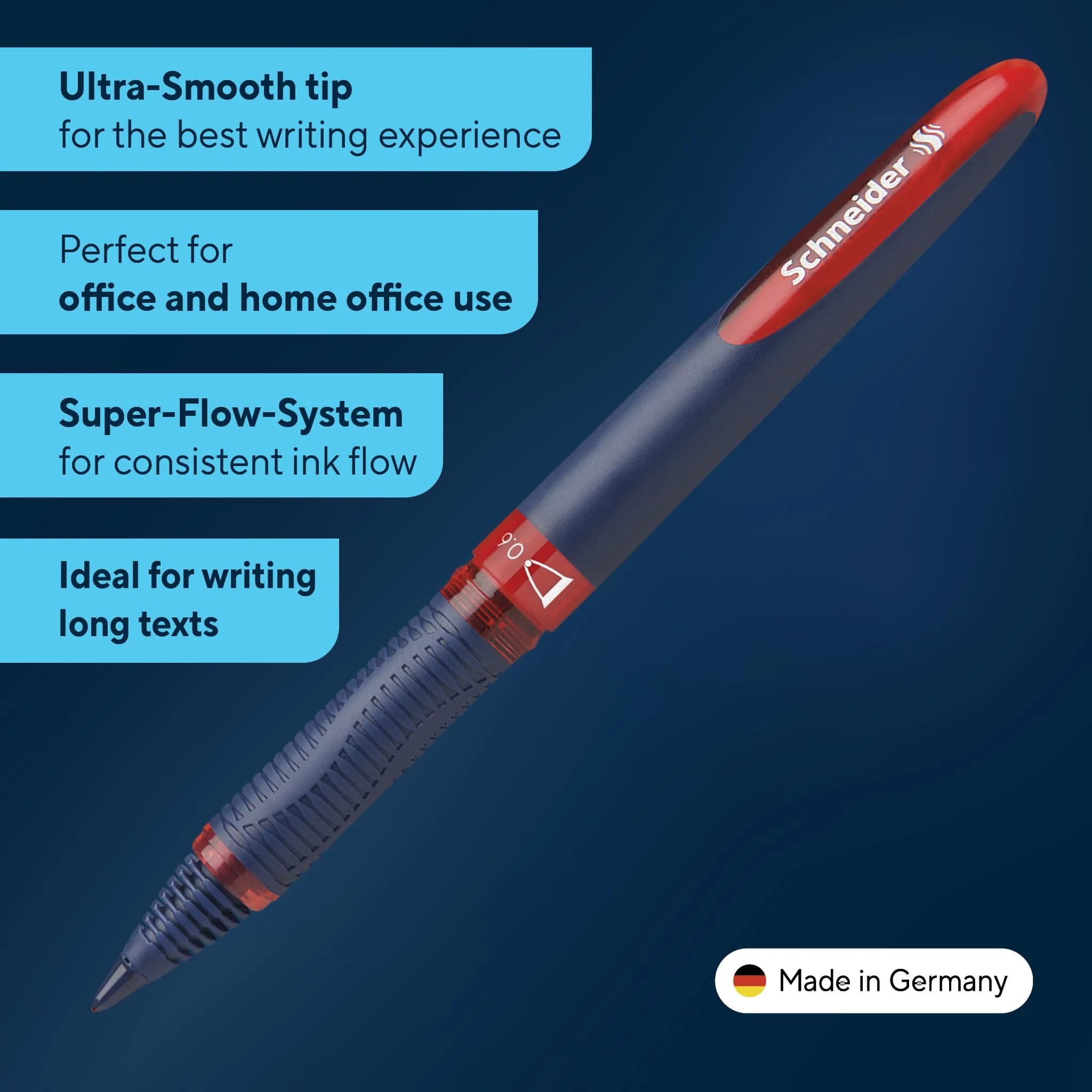 Schneider One Business Rollerball Pen, 0.6mm Fine Tip, Red Ink, Box of 10 Pens | ISO 14145-2 Waterproof - view 2