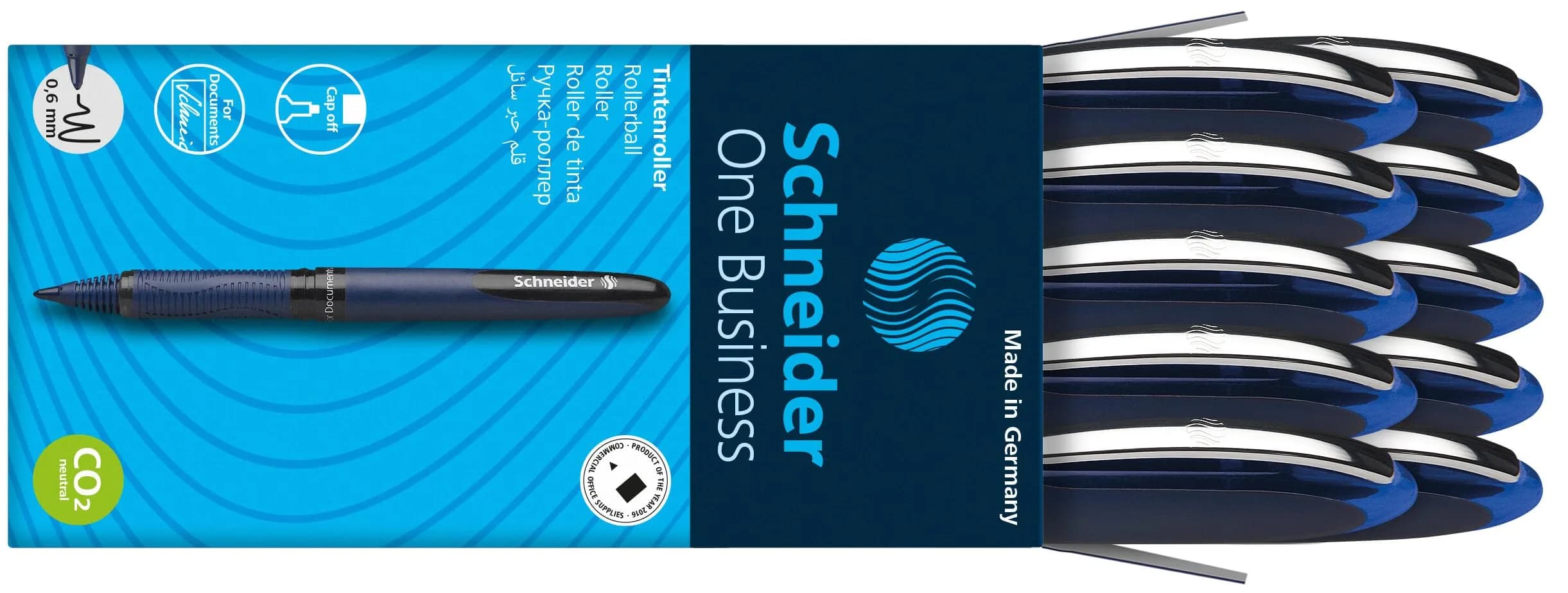 Schneider One Business Rollerball Pen, 0.6 mm Fine Tip, Blue Barrel, Blue Ink, Box of 10 Pens | Waterproof Ink & Smooth Flow - view 5