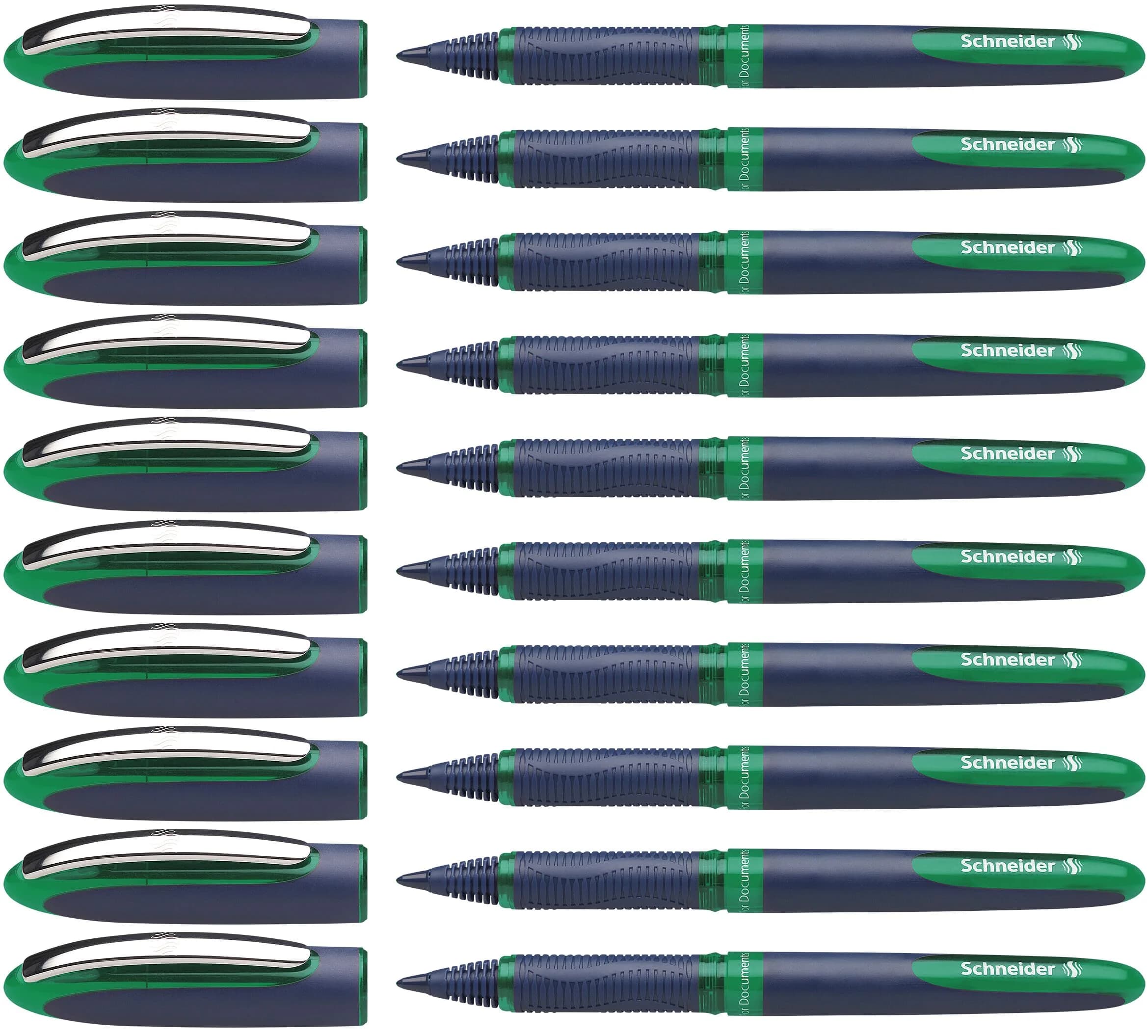 Schneider One Business Rollerball Pen, 0.6mm Fine Tip, Green Ink, Blue Barrel, Box of 10 - main product image